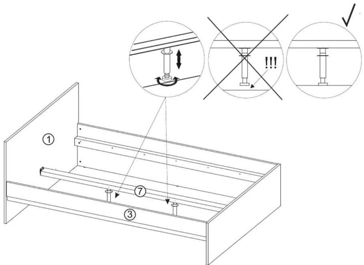 Technical diagram showing structural assembly with numbered components and cross-sectional views of mechanical assembly.
