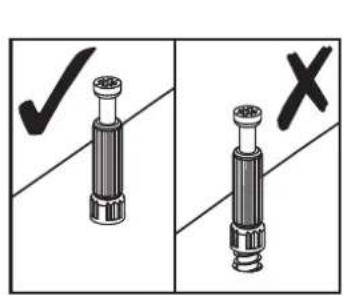 Diagram showing two labeled screwdrivers with checkmark and cross symbols indicating alignment or failure.
