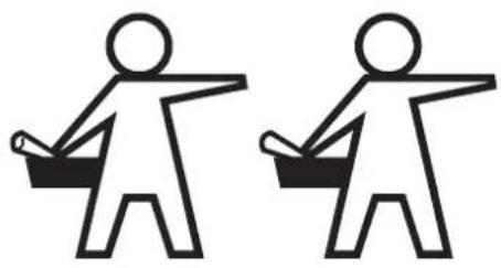 Two identical stick figure illustrations holding baskets, no text or symbols present