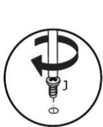 Pure diagram of a screw being inserted into a circular component, no text or symbols present