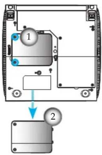Diagram showing two labeled components (1 and 2) in a mechanical assembly, with arrows indicating movement or transformation.