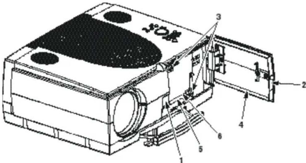 Technical diagram of a device with numbered components, likely an optical or mechanical assembly.