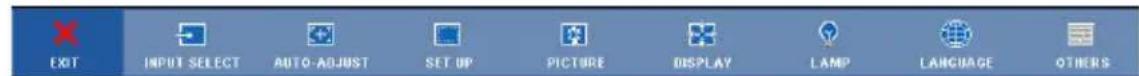 EXIT INPUT SELECT AUTO-ADJUST SET UP PICTURE DISPLAY LAMP LANGUAGE OTHERS