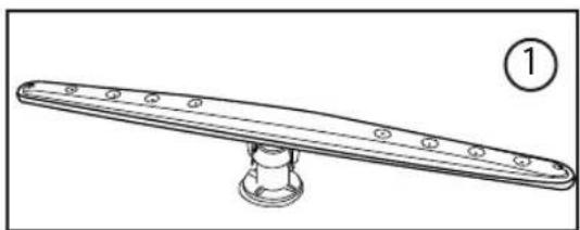 Technical line drawing of a mechanical lever or fulcrum with mounting base and circular end points (no text or symbols)