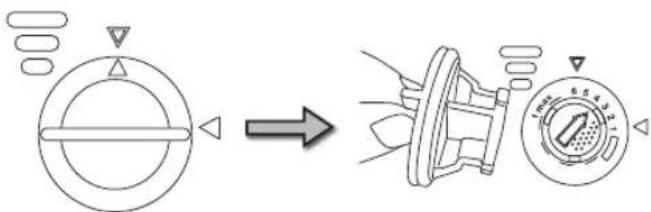 Diagram illustrating the process of a valve mechanism with directional arrows and labeled components