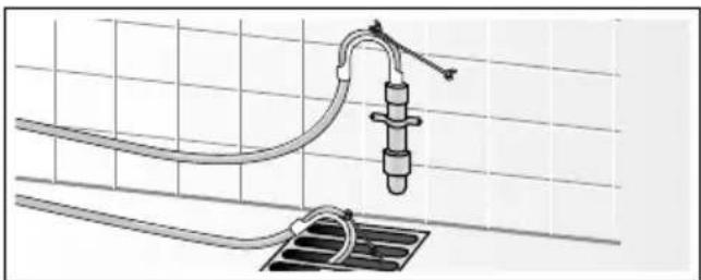 BOSCH WAT24460BY - Отвеждане на мръсната вода в пластмасова тръба с гумена муфа или в канализационна шахта: - 1