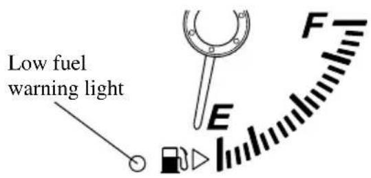 Low fuel warning light E F