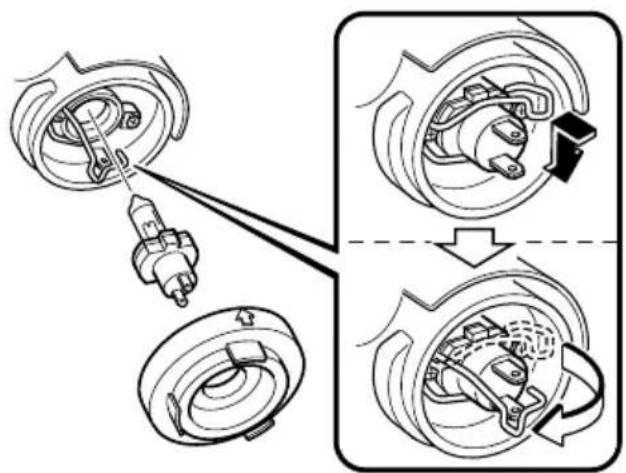 Diagram illustrating mechanical assembly steps with labeled components and directional arrows indicating motion or movement.