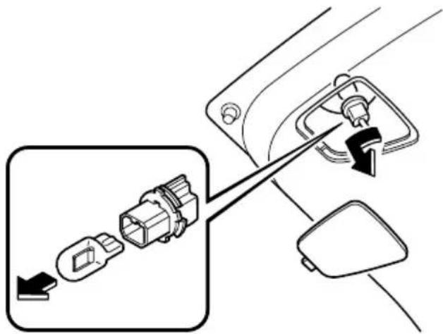 Diagram showing a car seatbelt switch mechanism with labeled components and directional arrow indicating assembly or disassembly.