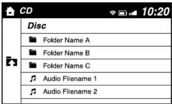 CD 10:20 Disc Folder Name A Folder Name B Folder Name C Audio Filename 1 Audio Filename 2