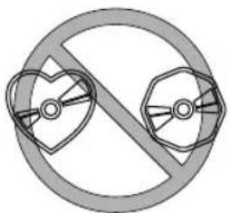 Prohibition sign with two crossed-out heart shapes and diagonal lines, indicating no prohibition or restriction.