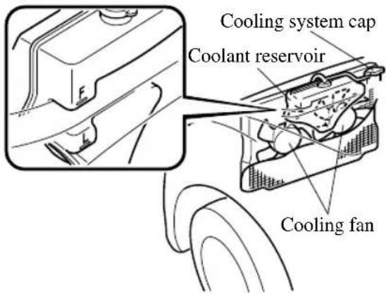Cooling system cap Coolant reservoir Cooling fan