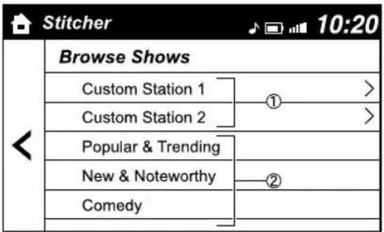 Stitcher 10:20 Browse Shows Custom Station 1 ① Custom Station 2 Popular & Trending New & Noteworthy Comedy