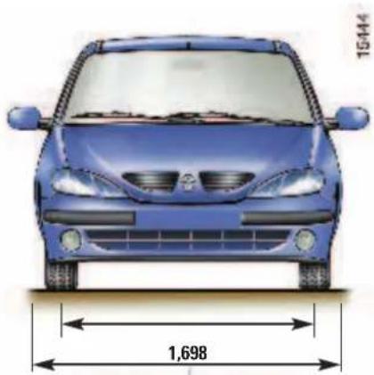 RENAULT Megane (2001) - ROZMĚRY VOZU - TŘÍPROSTOROVÉ PROVEDENÍ (v metrech) - 2