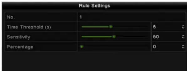 Rule Settings No. 1 Time Threshold (s) 5 Sensitivity 50 Percentage 0