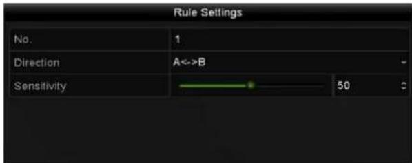 Rule Settings No. 1 Direction A<->B Sensitivity 50