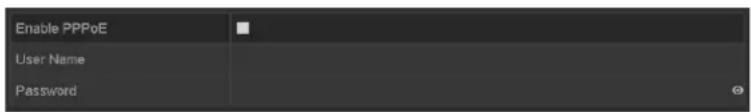 Enable PPPoE User Name Password