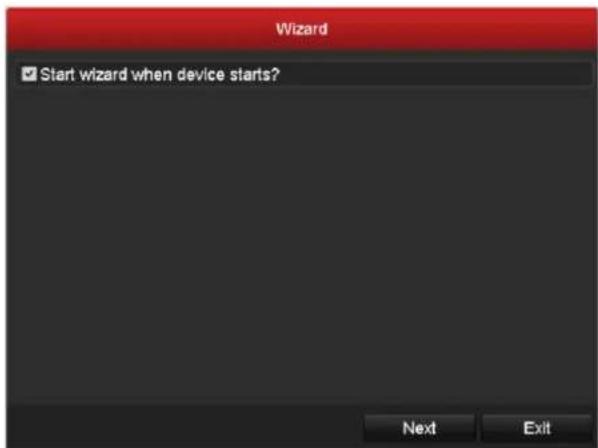 Wizard ✓ Start wizard when device starts? Next Exit