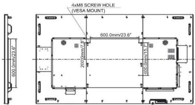 4x8M SCREW HOLE (VESA MOUNT) 600.0mm/23.6" 200.0mm/7.8" 600.0mm/23.6"