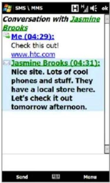 Conversation with Jasmine Brooks Me (04:29): Check this out! www.htc.com Jasmine Brooks (04:31): Nice site. Lots of cool phones and stuff. They have a local store here. Let's check it out tomorrow afternoon.