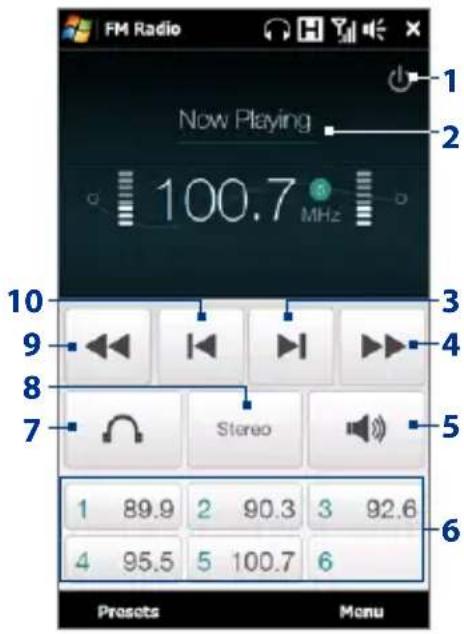 FM Radio Now Playing 100.7 MHz 1 2 3 4 5 6 7 Stereo 8 9 10 95.5 5 100.7 6 Preset Menu
