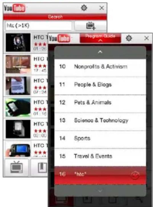 YouTube Search htc (>1K) You Tube Program Guide 10 Nonprofits & Activism 11 People & Blogs 12 Pets & Animals 13 Science & Technology 14 Sports 15 Travel & Events 16 "htc"