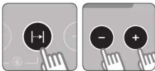 Two identical buttons with directional arrows and control icons, no text or symbols present