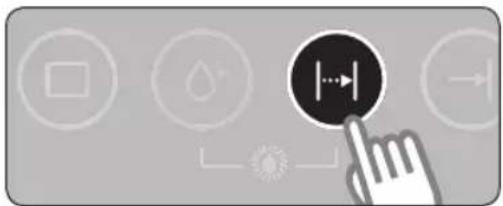 User interface button with icons and a finger pointing at it (no text or symbols)