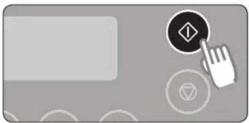 Abstract graphic with a hand cursor clicking a button and circular icons (no text or symbols)