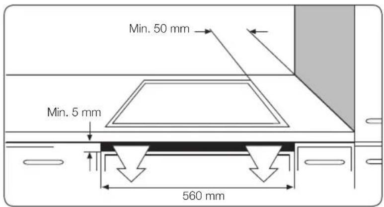 Min. 50 mm Min. 5 mm 560 mm
