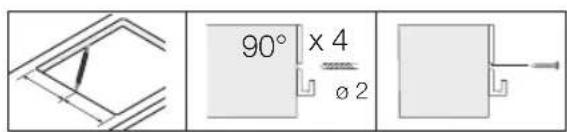 90° x 4 Ø 2