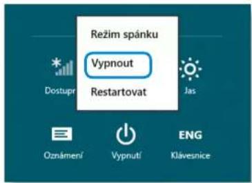 Režim spánku Vypnout Restartovat Oznámení Vypnutí ENG Klávesnice