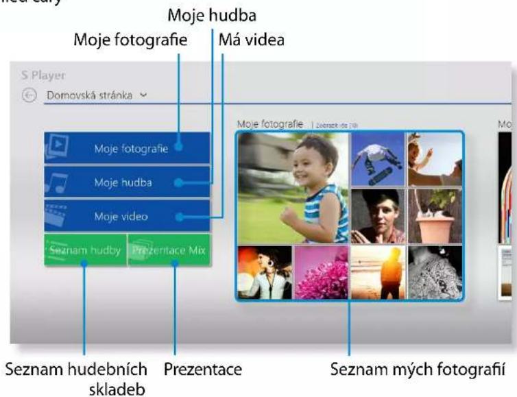 Moje hudba Moje fotografie Má video S Player Domovská stránka Moje fotografie Moje hudba Moje video Seznam hudby Prezentace Mix Seznam hudebních skladeb Prezentace Seznam mých fotografií