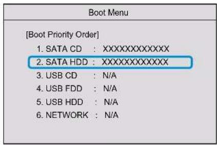 [Boot Priority Order] 1. SATA CD : XXXXXXXXXXXXXXX 2. SATA HDD : XXXXXXXXXXXXXXX 3. USB CD : N/A 4. USB FDD : N/A 5. USB HDD : N/A 6. NETWORK : N/A