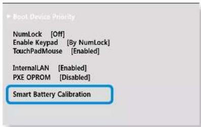 Boot Device Priority NumLock [Off] Enable Keypad [By NumLock] TouchPadMouse [Enabled] InternalLAN [Enabled] PXE OPROM [Disabled] Smart Battery Calibration
