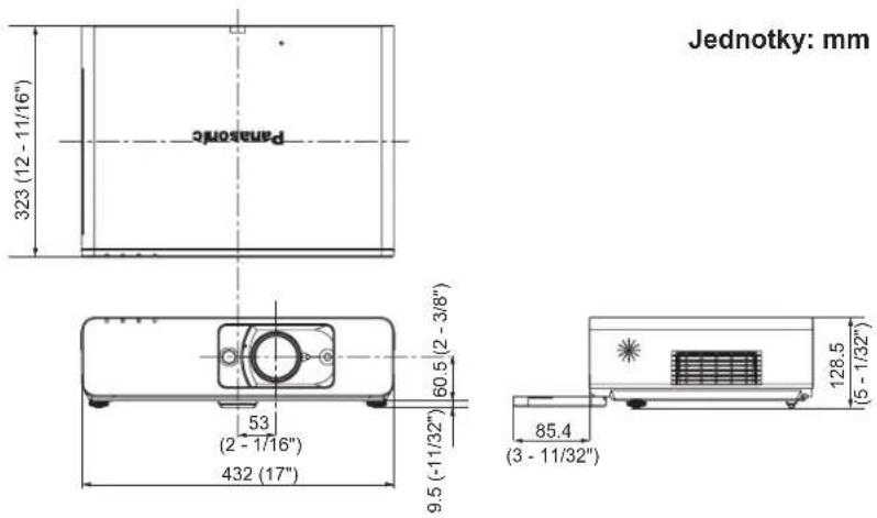 Jednotky: mm 323 (12 - 11/16") Panasonic 53 (2 - 1/16") 432 (17") 60.5 (2 - 3/8") 9.5 (-11/32") 85.4 (3 - 11/32") 128.5 (5 - 1/32)