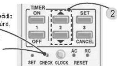 TIMER ON 1 2 SET OFF 3 CANCEL AC RC SET CHECK CLOCK RESET