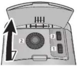 PANASONIC VW-CLT1E - Otvorte kryt nastavovacích číselníkov. - 1