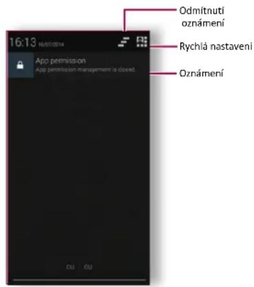 16:13 16/07/2014 Odmítnuti oznámení Rychlá nastavení Oznámení App permission App permission management is closed. CU CU