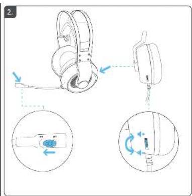 Diagram illustrating the installation of an earless headphones with labeled parts and directional arrows indicating motion or adjustment.