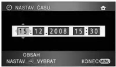NASTAV CASU 15:12.2008 15:30 OBSAH NASTAV VYBRAT KONEC MENU