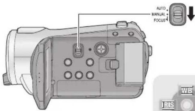 PANASONIC HDC-SD9D - Nastavte přepínač AUTO/MANUAL/FOCUS do polohy MANUAL. - 1