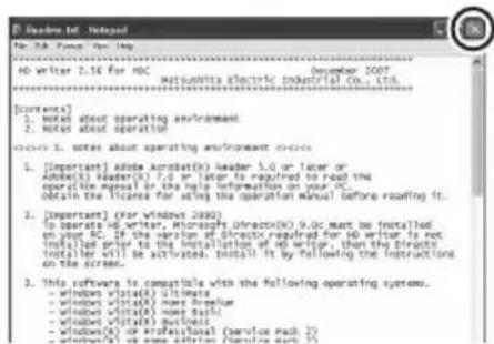 PANASONIC HDC-SD9D - Pokračujte v instalaci dle pokynů zobrazovaných na displeji HD Writer 2.5E. - 1