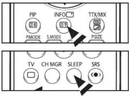 PIP INFO TTX/MIX PMODE S.MODE PSIZE TV CH MGR SLEEP SRS