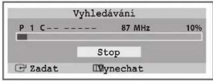 Vyhledávání P 1 C---- 87 MHz 10% Stop Zadat Wynechat