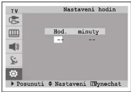 Nastavení hodin Hod. minuty -- -- Posunutí ◆ Nastavení Wynechat