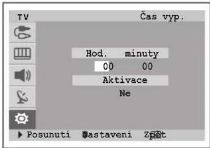 TV Čas vyp. Hod. minuty 00 00 Aktivace Ne ► Posunutí Žastavení Zpět