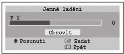 Jemné ladění P 2 0 Obnovit Posunutí Zadat Zpět