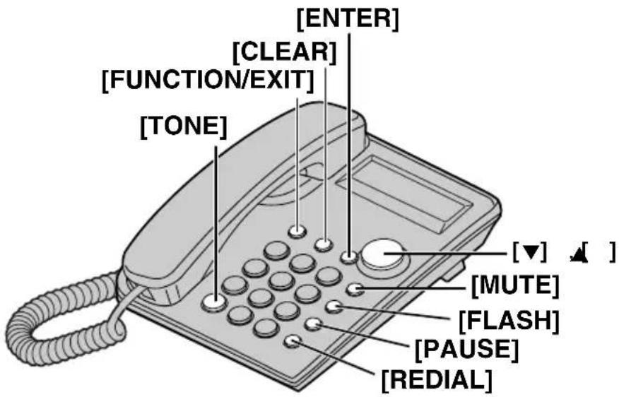 [ENTER] [CLEAR] [FUNCTION/EXIT] [TONE] [▼] [▼] [MUTE] [FLASH] [PAUSE] [REDIAL]