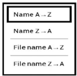 Name A → Z Name Z → A File name A → Z File name Z → A